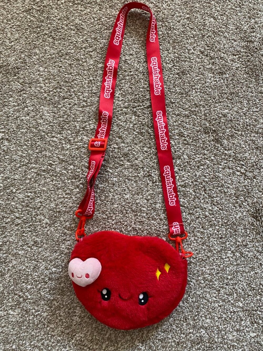 Squishable Heart Fuzzy Crossbody Bag Red Plush Kawaii Purse With Strap